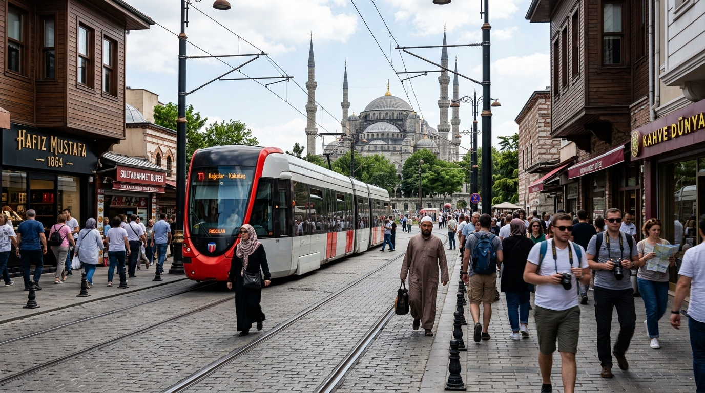 イスタンブールT1路面電車スルタンアフメット（トルコ）